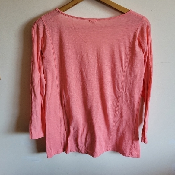 J. Crew Long Sleeve V Neck Lightweight Semi Sheer Pink Peach Medium - Picture 6 of 7